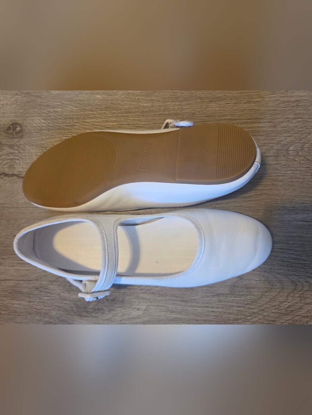 Everlane White Mary Jane Flats with Slim Strap - Picture 4 of 5